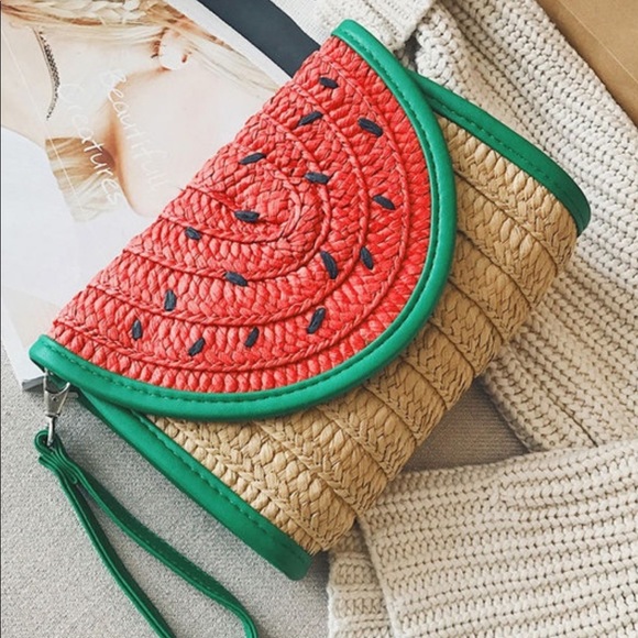 Straw watermelon clutch watermelon 🍉 ADORABLE! - Picture 2 of 8
